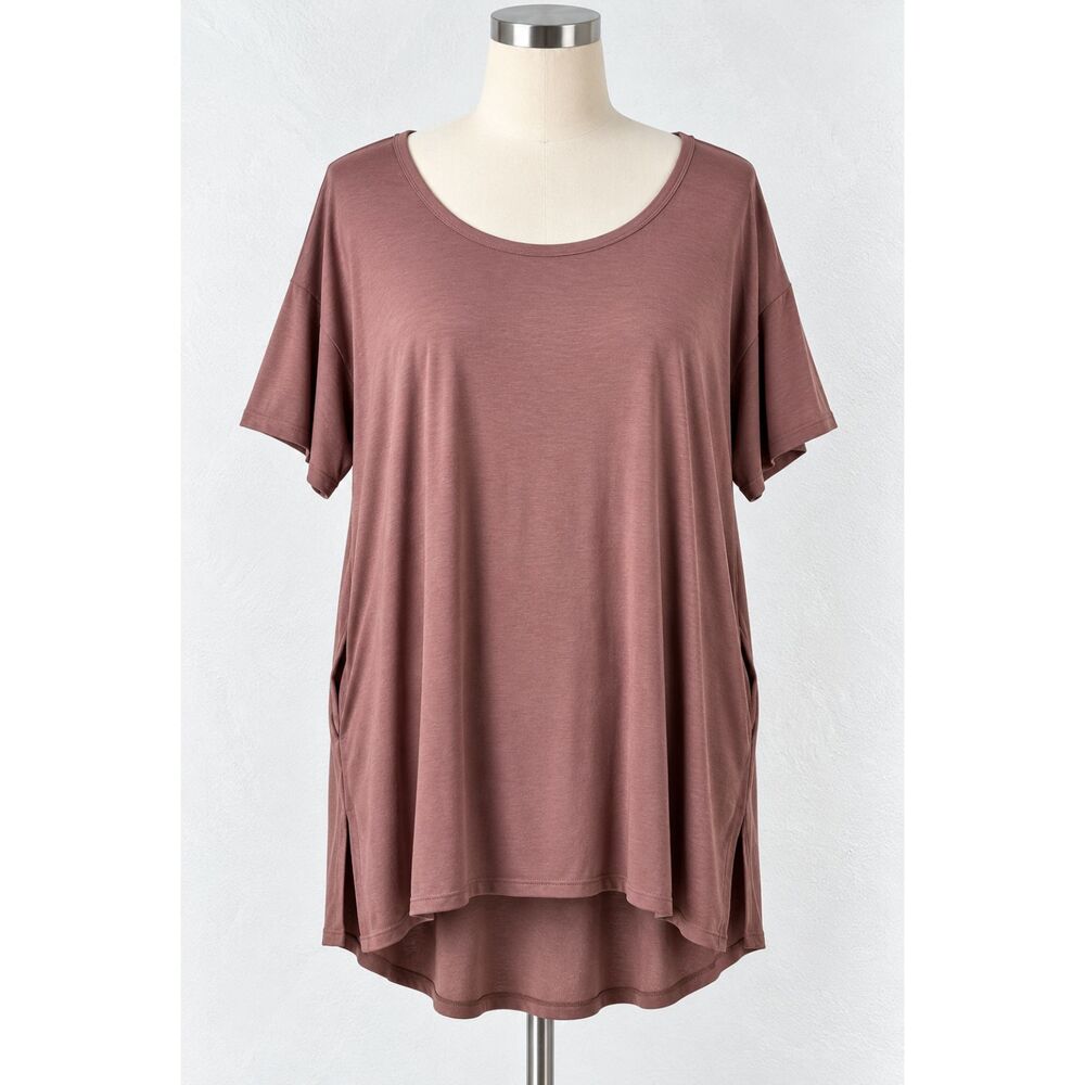 LuLaRoe Mitzi Women’s 2XL Mauve Pink Tunic Top Pockets Side Slits NWT